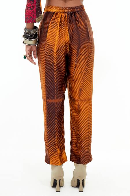 Buy_Aseem Kapoor_Yellow Silk Beads, Tassels Round Mitra Printed Asymmetric Kurta And Trouser Set 