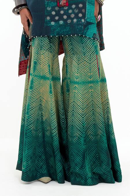 Buy Aseem Kapoor Green Satin, Cotton, Embroidery, Mitra Printed Kurta And Sharara Set Online at Aza Fashions Buy_Aseem Kapoor_Green Satin, Cotton, Embroidery, Mitra Printed Kurta And Sharara Set _Online_at_Aza_Fashions