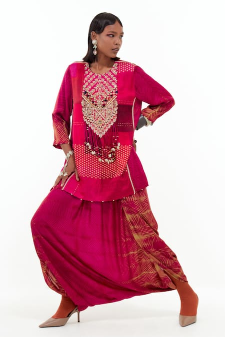 Aseem Kapoor Mitra Tribal Embroidered Yoke Kurta With Trouser 