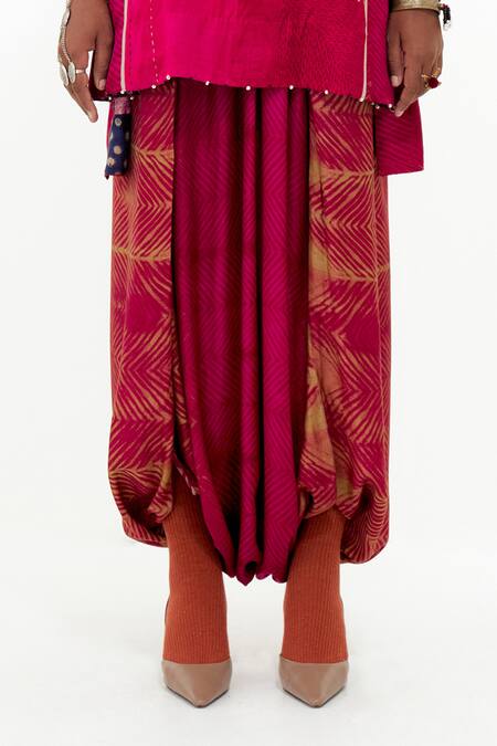 Shop_Aseem Kapoor_Pink Cotton, Silk, Muslin Mitra Tribal Embroidered Yoke Kurta With Trouser _Online_at_Aza_Fashions