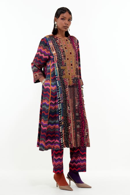 ASEEM KAPOOR Indra Printed Choga Kurta & Trouser Set 