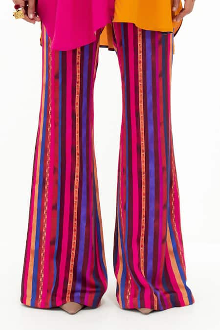 Shop Aseem Kapoor Pink Crepe Beads Collared Mandala Color Block Shirt And Trouser Set Online at Aza Fashions Shop_Aseem Kapoor_Pink Crepe Beads Collared Mandala Color Block Shirt And Trouser Set _Online_at_Aza_Fashions