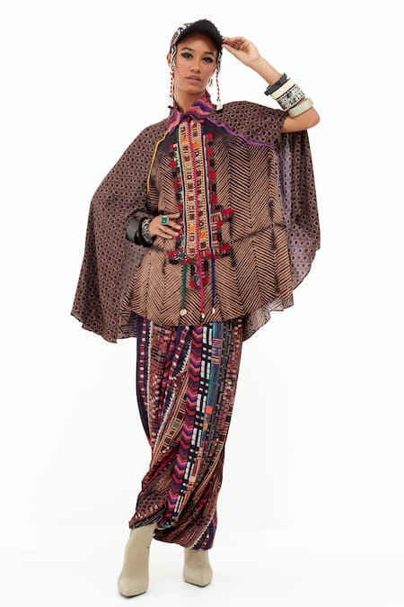 ASEEM KAPOOR Mariyam Printed Cape Shirt & Draped Trouser Set 