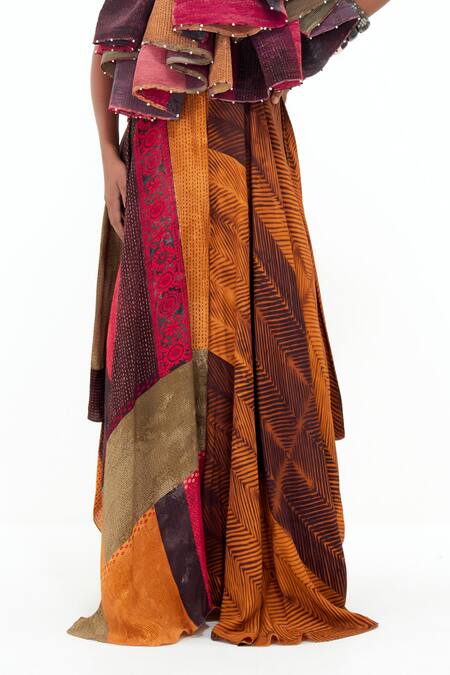 Buy Aseem Kapoor Multi Color Crepe, Satin Beads One Roxanna Block Ruffle Top And Skirt Set Online at Aza Fashions Buy_Aseem Kapoor_Multi Color Crepe, Satin Beads One Roxanna Block Ruffle Top And Skirt Set _Online_at_Aza_Fashions