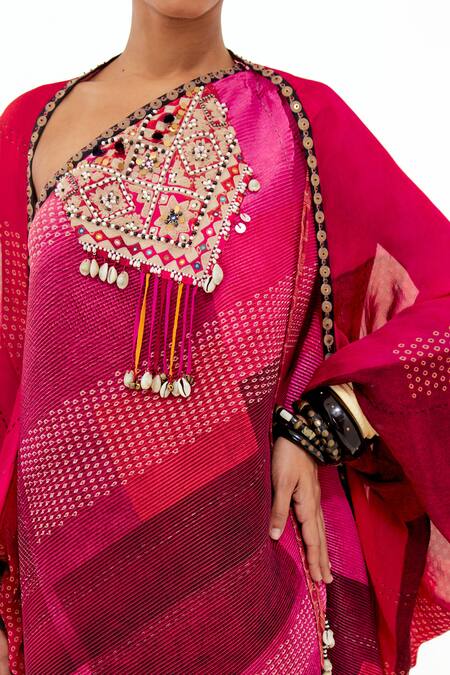 Aseem Kapoor_Pink Silk Embroidery Open Neck Gami Border Envelope Jacket _Online_at_Aza_Fashions