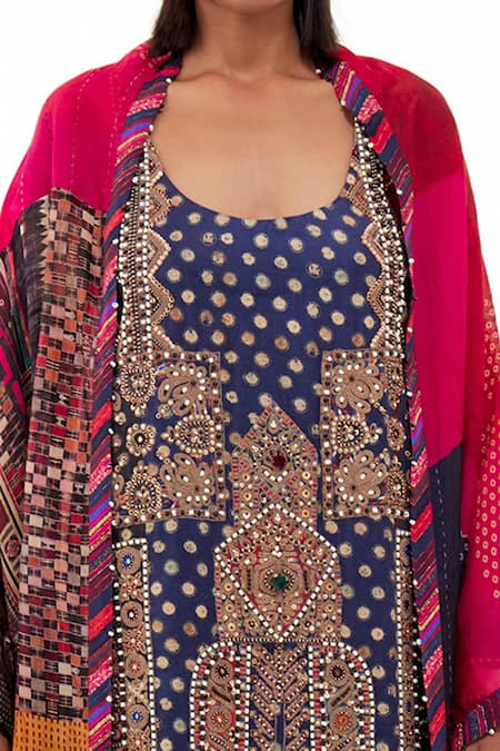 Shop_Aseem Kapoor_Multi Color Silk, Crepe, Twill Mirrors Mehru Embroidered Kurta Sharara Set _Online_at_Aza_Fashions