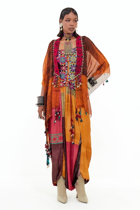 Buy Aseem Kapoor Multi Color Silk Beads Collared Veni Printed And Embroidered Jacket Online at Aza Fashions Buy_Aseem Kapoor_Multi Color Silk Beads Collared Veni Printed And Embroidered Jacket _Online_at_Aza_Fashions