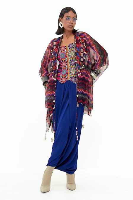 Buy Aseem Kapoor Multi Color Silk Beads, Sequins Collared Veni Embroidered And Printed Jacket Online at Aza Fashions Buy_Aseem Kapoor_Multi Color Silk Beads, Sequins Collared Veni Embroidered And Printed Jacket _Online_at_Aza_Fashions