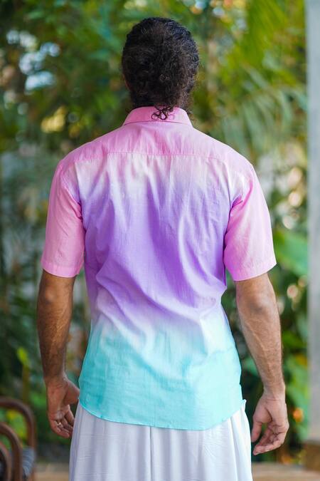 Shop_ALIAUM_Multi Color 100% Cotton Shaded Shirt _at_Aza_Fashions