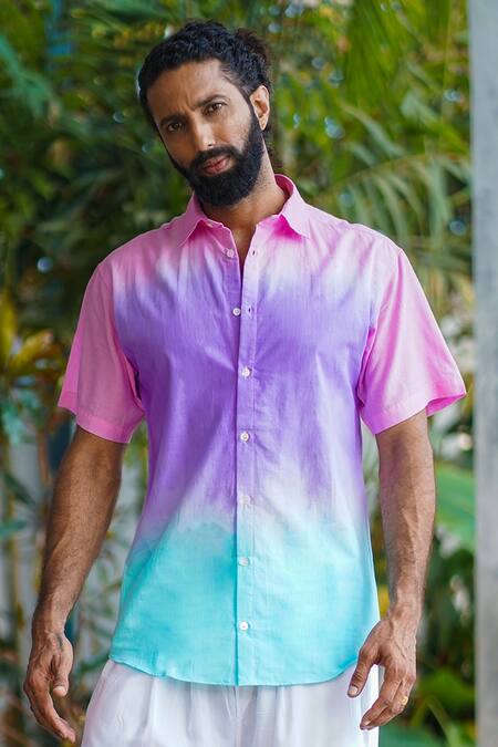 ALIAUM_Multi Color 100% Cotton Shaded Shirt _Online_at_Aza_Fashions