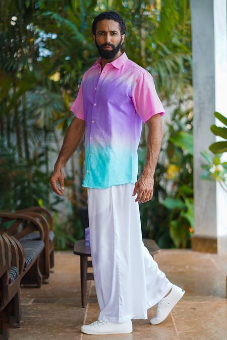 Buy_ALIAUM_Multi Color 100% Cotton Shaded Shirt _Online_at_Aza_Fashions