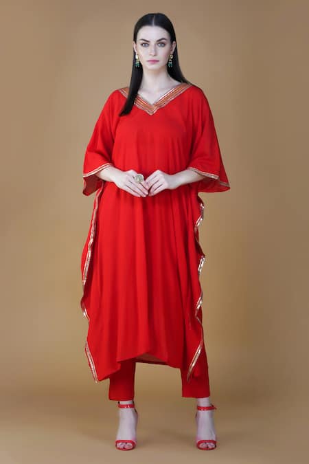 Nazar By Indu Gota Embroidered Kaftan & Pant Set 