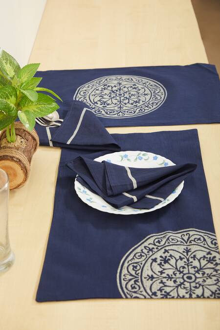 Buy Inheritance India Cotton Rangoli Print Placemat And Table Napkin Set  Online