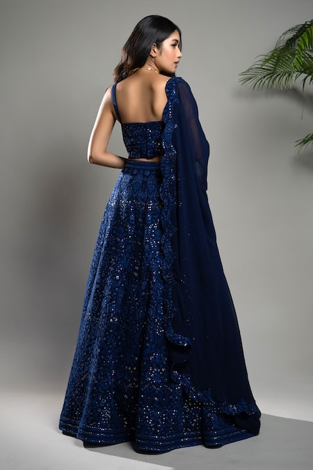 Shahmeen Husain Floral Chikankari Embroidered Bridal Lehenga Set 