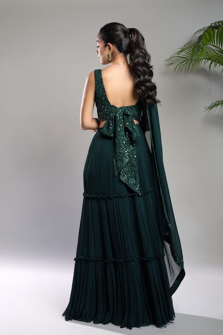 Shahmeen Husain Chikankari Blouse Pleated Skirt Set 