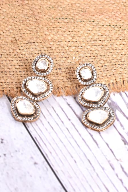 Ivorine Embellished Tiered Dangler Earrings 