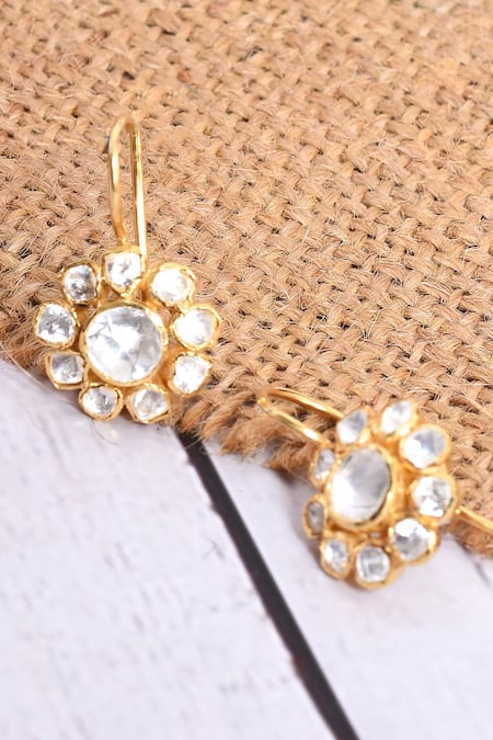 Ivorine Polki Embellished Floral Stud Earrings 