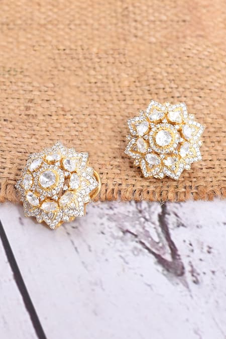 Ivorine Embellished Floral Stud Earrings 