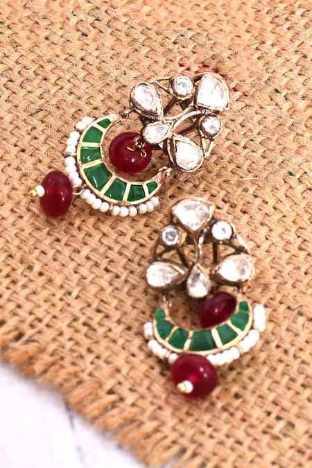 Ivorine Crescent Embellished Earrings 