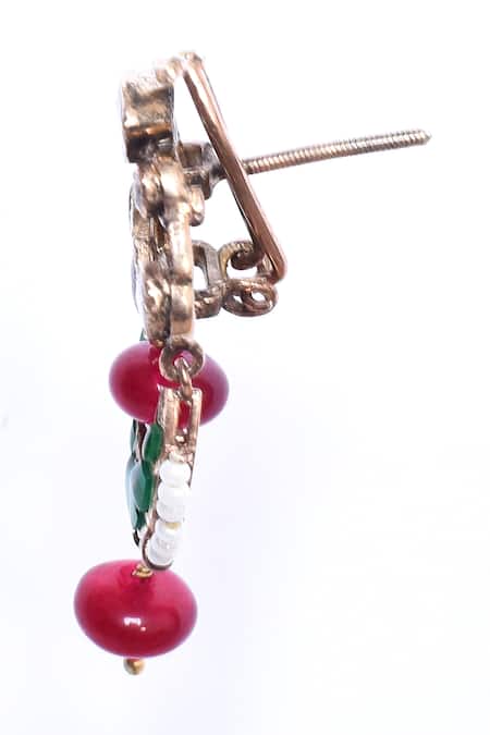 Shop_Ivorine_White Diamonds, Stones Crescent Embellished Earrings _Online_at_Aza_Fashions