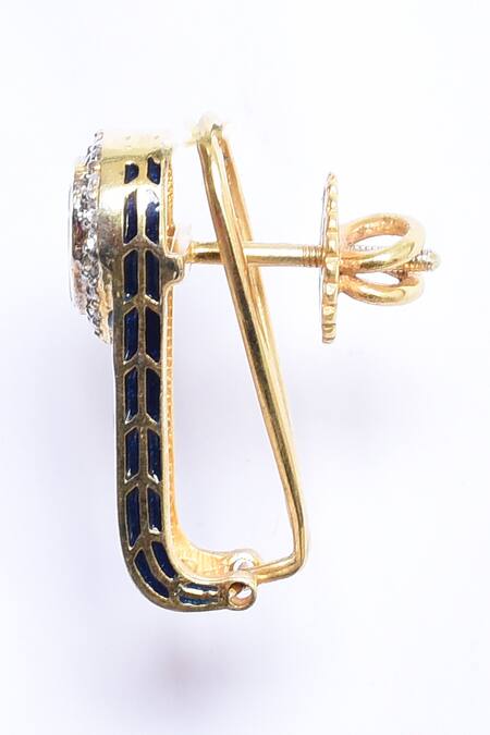 Shop_Ivorine_Blue Diamonds, Stones Enamel Moissanite Embellished Earrings _Online_at_Aza_Fashions