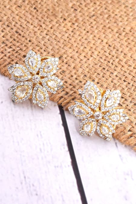 Ivorine Embellished Flower Stud Earrings 