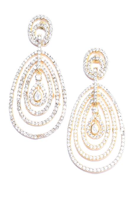 Buy_Ivorine_White Diamonds, Stones Embellished Dangler Earrings _Online_at_Aza_Fashions