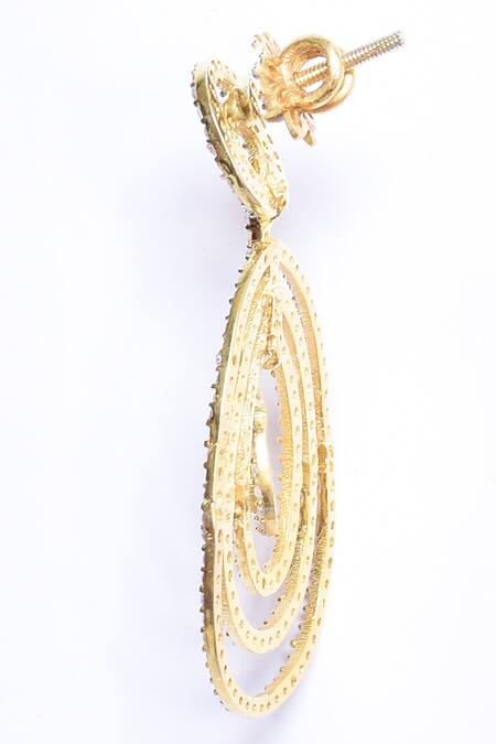 Shop_Ivorine_White Diamonds, Stones Embellished Dangler Earrings _Online_at_Aza_Fashions