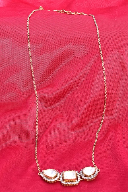 Ivorine Moissanite Polki Pendant Necklace 