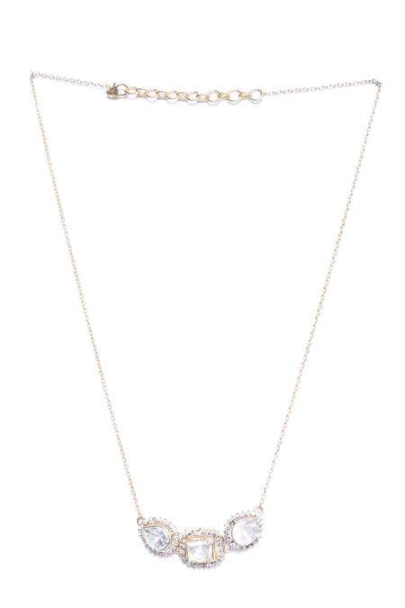 Buy_Ivorine_White Moissanite Polki Pendant Necklace _Online_at_Aza_Fashions