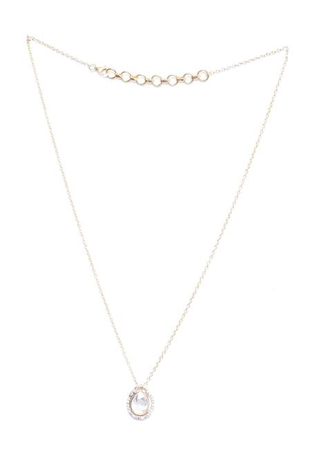 Buy_Ivorine_White Drop Moissanite Polki Pendant Necklace _Online_at_Aza_Fashions