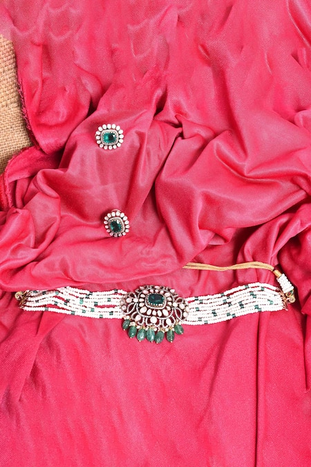 Ivorine Emerald Embellished Choker Set 