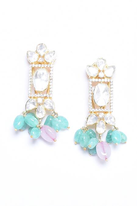 Ivorine_White Stones, Diamonds Geometric Embellished Choker Set _at_Aza_Fashions