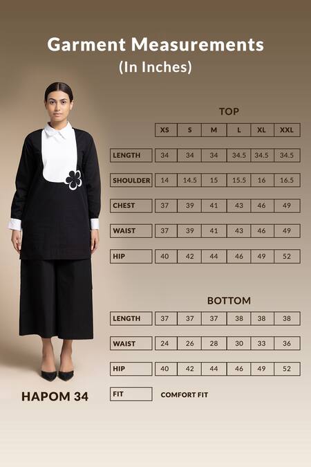 House Of Manaa Black Cotton Embroidery Collared Placement Tunic And Palazzo Set at Aza Fashions House Of Manaa_Black Cotton Embroidery Collared Placement Tunic And Palazzo Set_at_Aza_Fashions