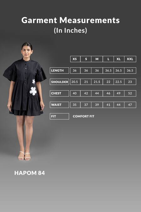 House Of Manaa_Black Cotton Embroidery Round Neck Floral Applique Dress_Online_at_Aza_Fashions