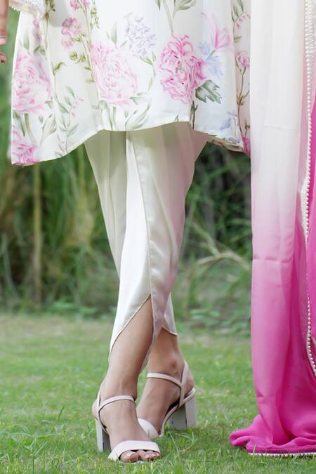 Shop House Of TA-YA Off White Modal, Satin Embroidery, Floral Blossom Print Kurta Dhoti Pant Set Online at Aza Fashions Shop_House Of TA-YA_Off White Modal, Satin Embroidery, Floral Blossom Print Kurta Dhoti Pant Set _Online_at_Aza_Fashions
