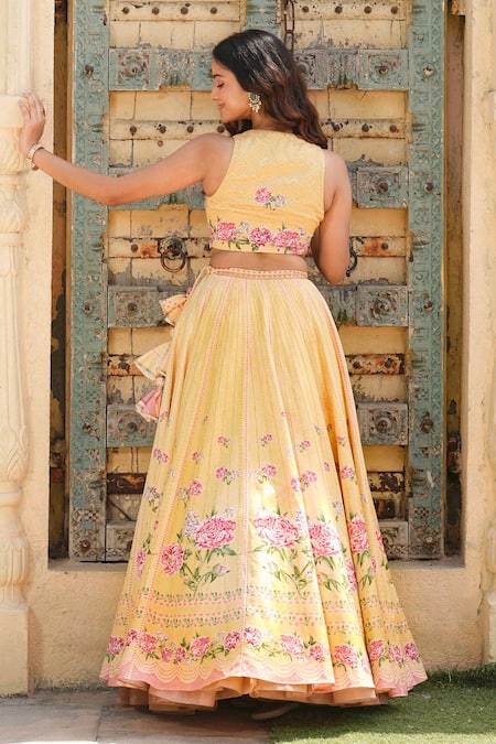 Biba Yellow Cotton Embroidered Lehenga Choli Set With Dupatta Price in  India, Full Specifications & Offers | DTashion.com