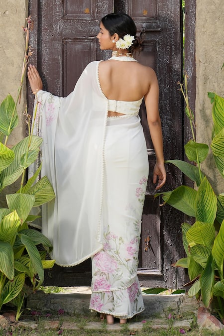 House Of TA-YA Floral Print Saree With Blouse 