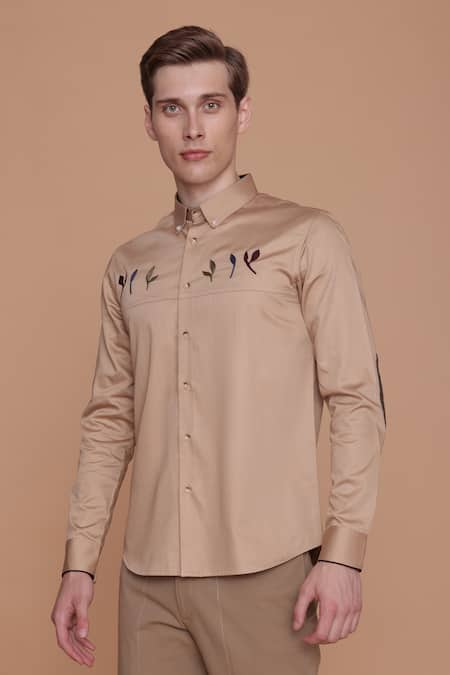 Lacquer Embassy Franz Placement Embroidered Cotton Shirt 