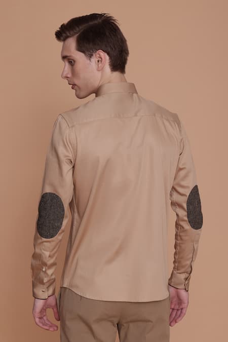Shop_Lacquer Embassy_Beige Cotton Embroidery Shirt _at_Aza_Fashions