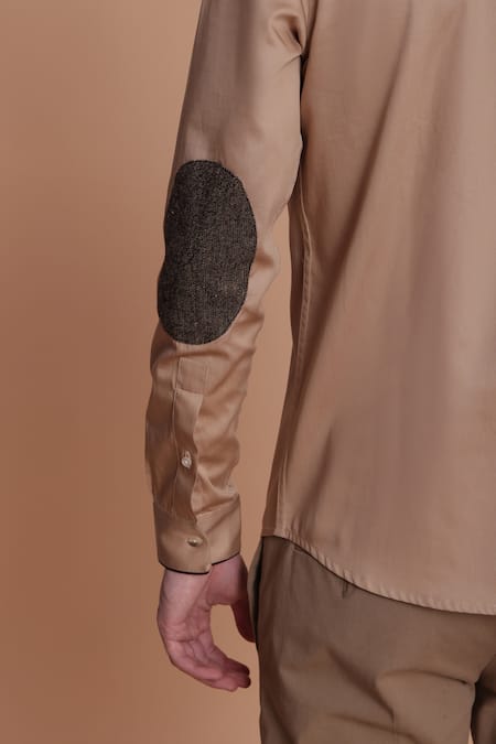 Shop_Lacquer Embassy_Beige Cotton Embroidery Shirt _Online_at_Aza_Fashions