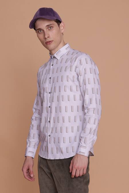 Buy_Lacquer Embassy_Purple Cotton Wular Abstract Print Shirt _Online_at_Aza_Fashions