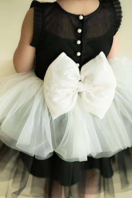 Ruchika Lath Label Black Cotton, Tulle Sequins Kazo Musk Rose Bloom Embellished Dress Online at Aza Fashions Ruchika Lath Label_Black Cotton, Tulle Sequins Kazo Musk Rose Bloom Embellished Dress _Online_at_Aza_Fashions