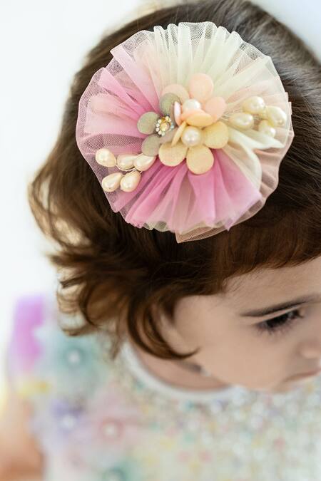 Ruchika Lath Label White Tulle Pearls, Sequins Colore Embellished Dress Online at Aza Fashions Ruchika Lath Label_White Tulle Pearls, Sequins Colore Embellished Dress _Online_at_Aza_Fashions