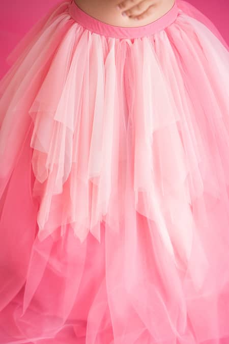 Shop Ruchika Lath Label Pink Crepe, Tulle Sequins, Embroidery Hummingbird Bloom Lehenga With Blouse Online at Aza Fashions Shop_Ruchika Lath Label_Pink Crepe, Tulle Sequins, Embroidery Hummingbird Bloom Lehenga With Blouse _Online_at_Aza_Fashions