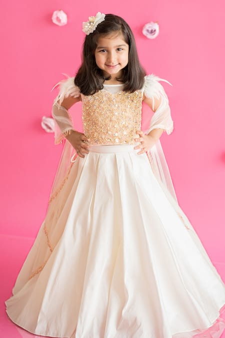 Ruchika Lath Label White Tulle, Crepe Pearls, Sequins, Stones, Beads Encrusted Blouse Lehenga Set 