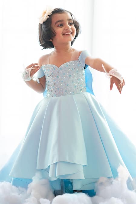 Shop Ruchika Lath Label Blue Brocade Sequins Frozen Starry Embellished Satin Gown Online at Aza Fashions Shop_Ruchika Lath Label_Blue Brocade Sequins Frozen Starry Embellished Satin Gown _Online_at_Aza_Fashions