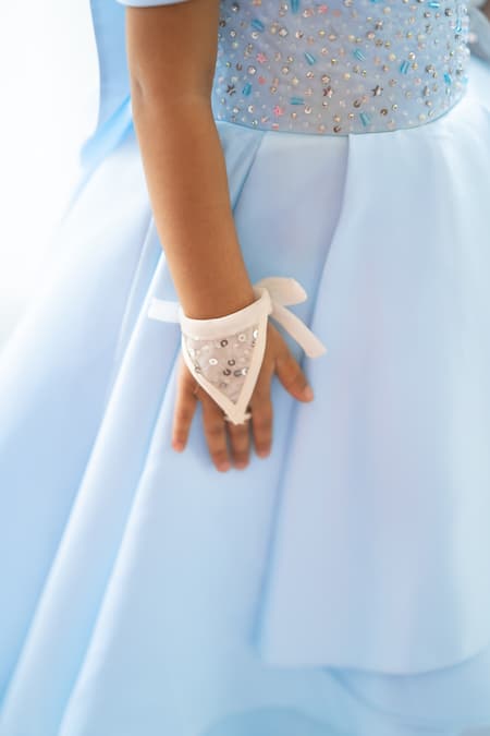 Ruchika Lath Label Blue Brocade Sequins Frozen Starry Embellished Satin Gown at Aza Fashions Ruchika Lath Label_Blue Brocade Sequins Frozen Starry Embellished Satin Gown _at_Aza_Fashions