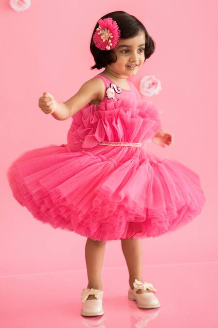 Buy Ruchika Lath Label Pink Tulle, Crepe Embroidery Barbie Dress Online at Aza Fashions Buy_Ruchika Lath Label_Pink Tulle, Crepe Embroidery Barbie Dress _Online_at_Aza_Fashions