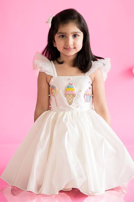 Ruchika Lath Label White Taffeta, Linen Beads, Embroidery Candy Mania Embellished Dress Online at Aza Fashions Ruchika Lath Label_White Taffeta, Linen Beads, Embroidery Candy Mania Embellished Dress _Online_at_Aza_Fashions